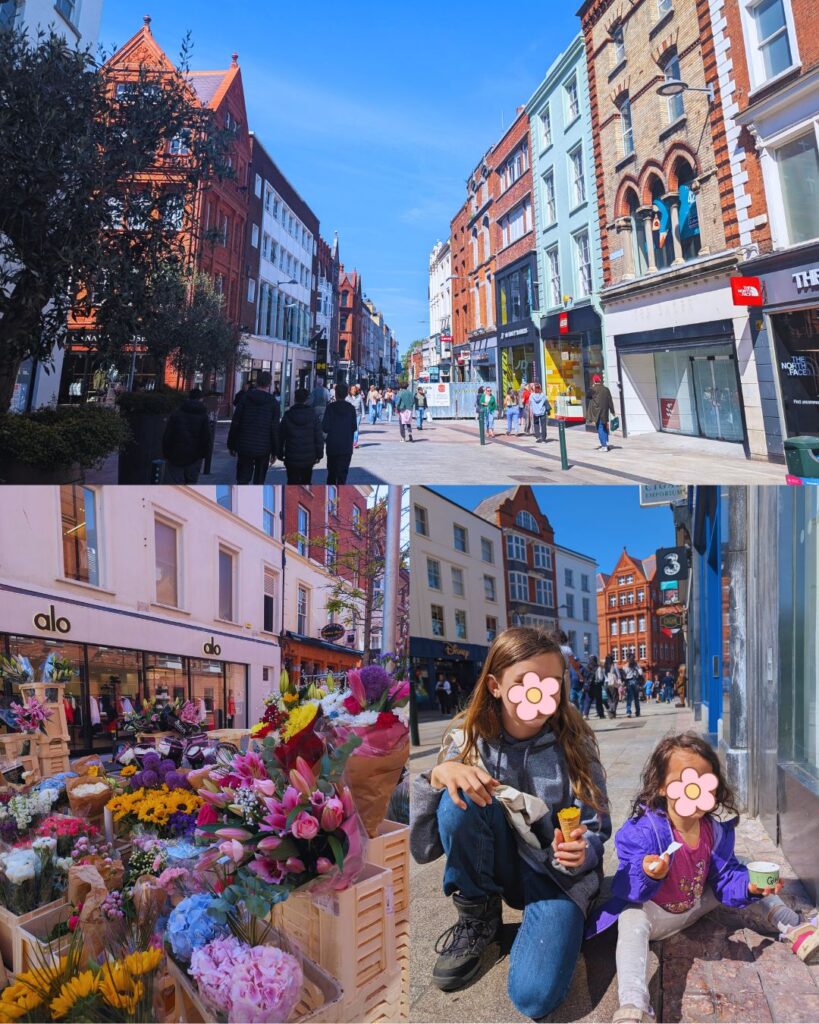 Grafton street in Dublin with kids