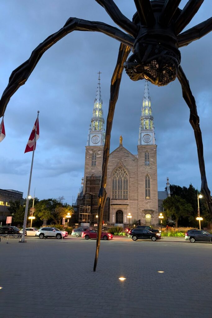 a night shot of the Maman in Ottawa