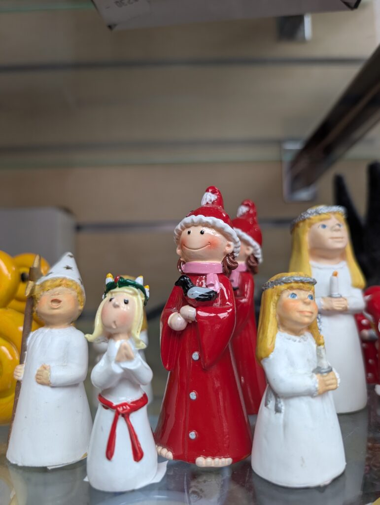 Lucia souvenirs that I saw in display in Stockholm