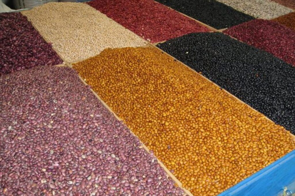 beans at a market in chiapas