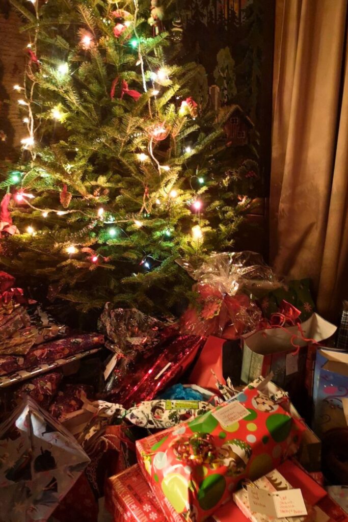 presents under the tree on christmas eve