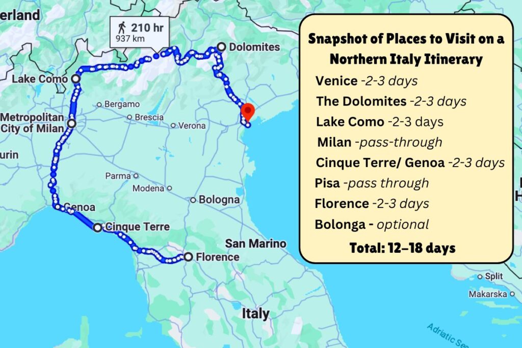 northern italy itinerary