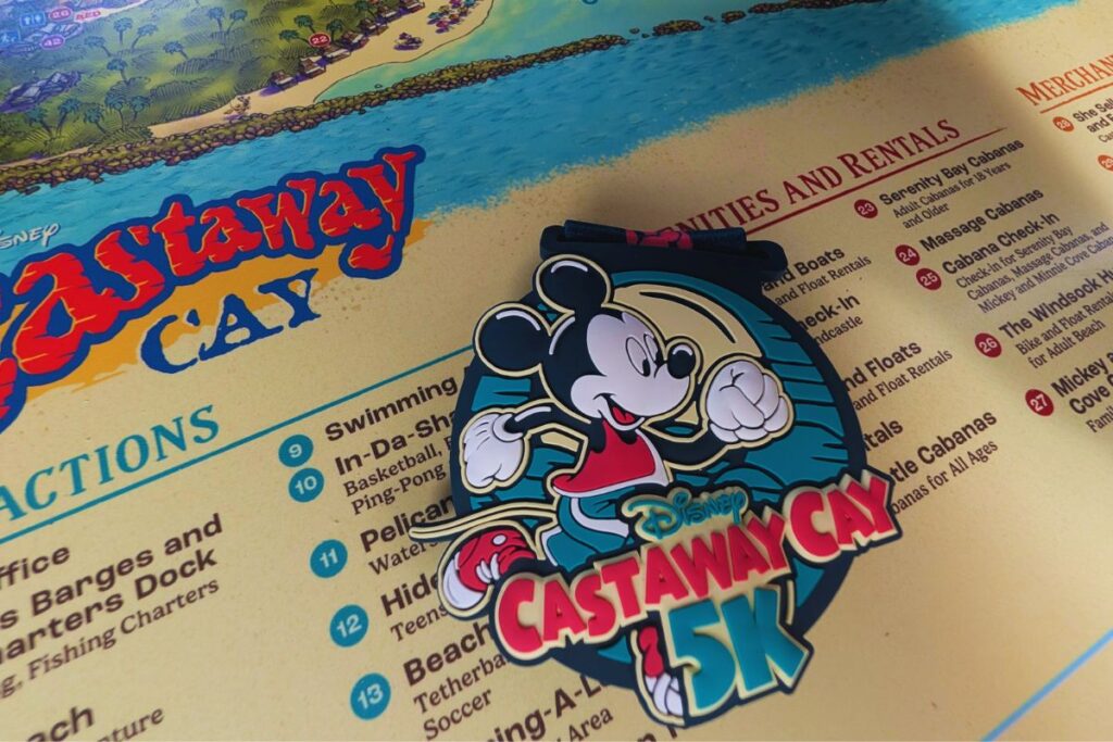 Medal for finishing the Castaway Cay 5k
