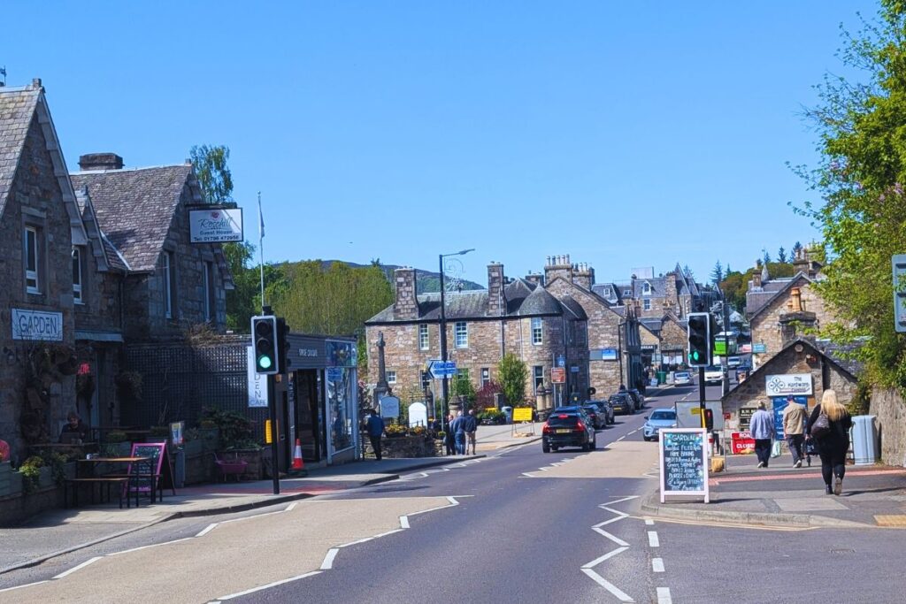 the cute town of Pitlochry in the Scottish Highlands