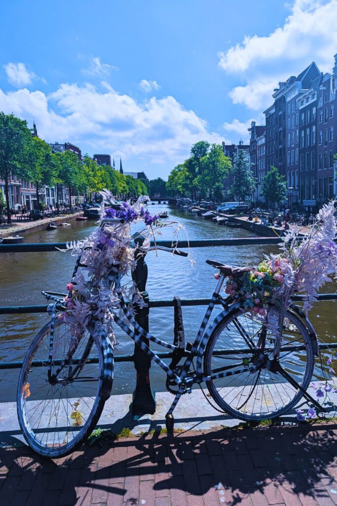 bike decoration in amsterdam by the canal