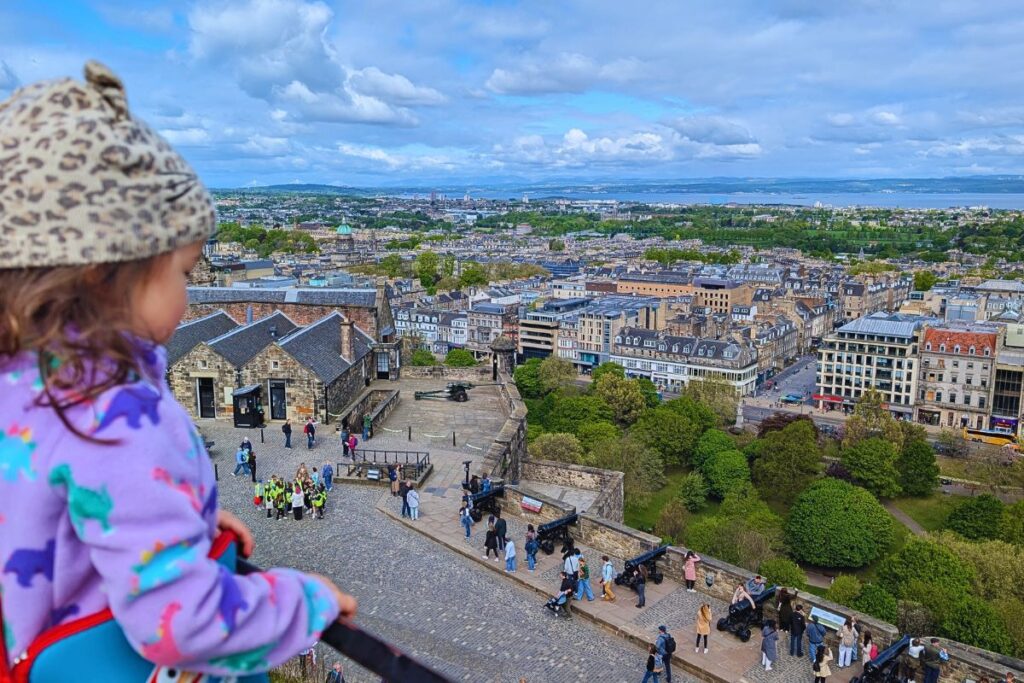 My daughter getting views from Edinburgh Castle