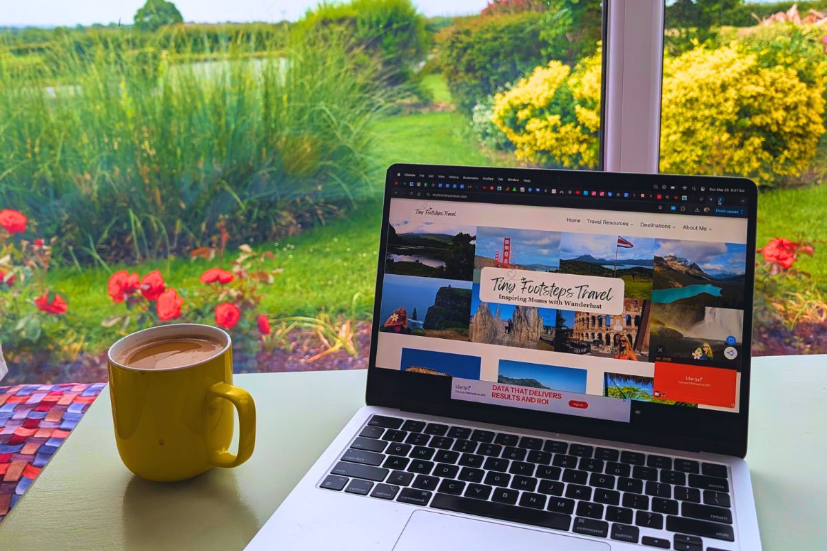 my laptop with my travel blog