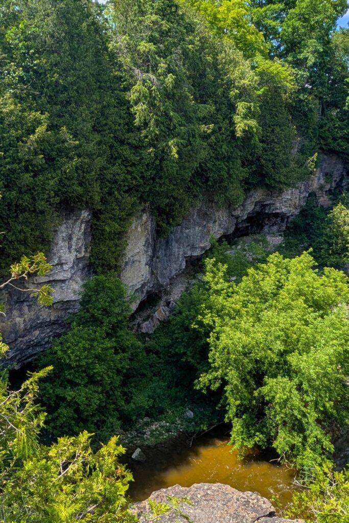 Elora Gorge lookout from Victoria Park in Elora Ontario