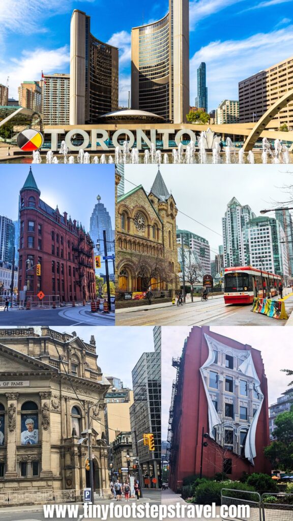 Photos of Old Toronto - old city hall with the Toronto sign, the Flatiron building, St. Lawrence Market, Hockey Hall of Fame
