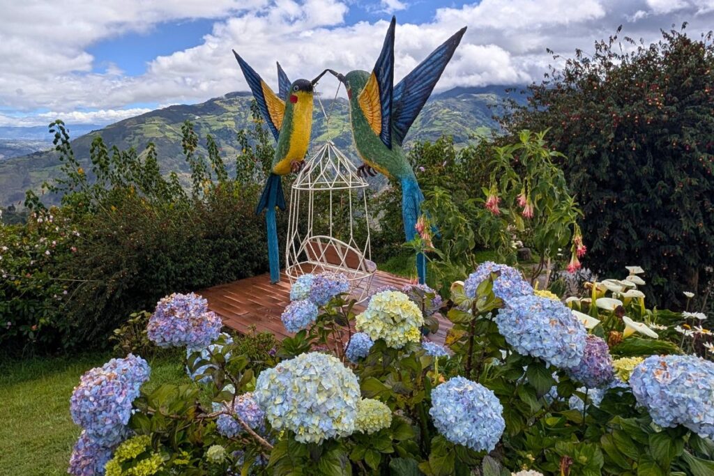 Hummingbird garden at the Casa del Arbol in Baños