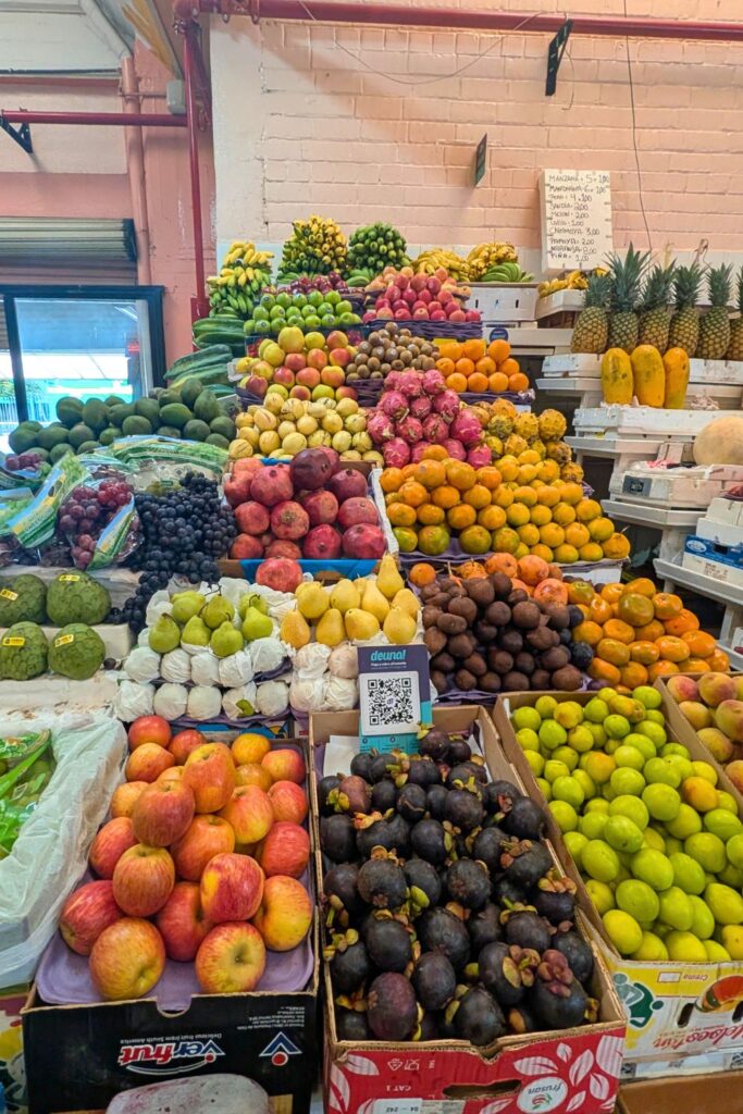 fruit stand at the Mercado Iñaquito in Quito