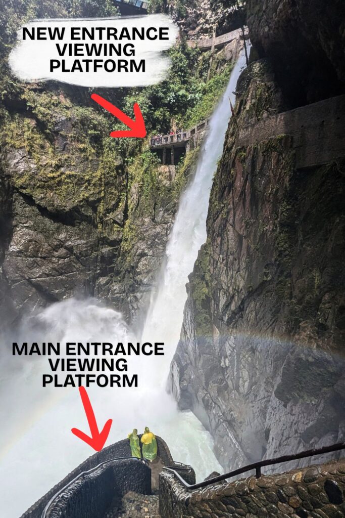 The differences in viewing platforms between the main and new entrance