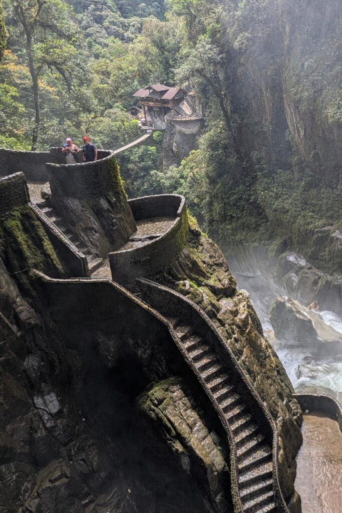 the staircase of El Pailon del Diablo, located on the main entrance side