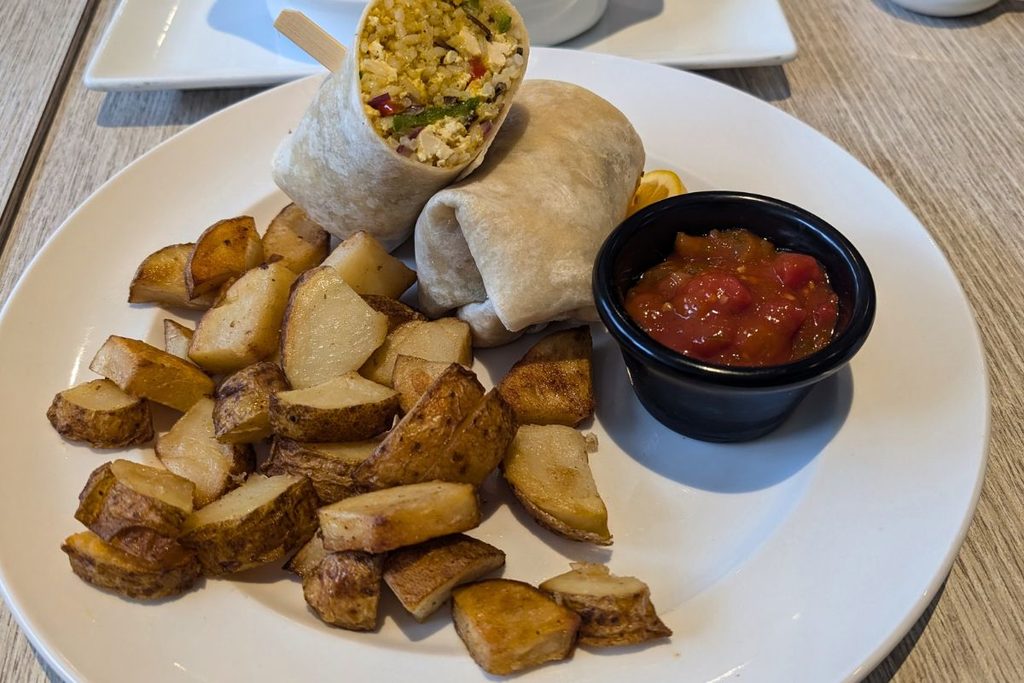 My breakfast (veggie burrito) at Main street Local Kitchen