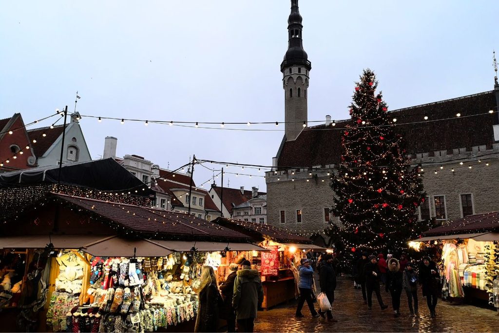 Tallinn Christmas Market at dusk